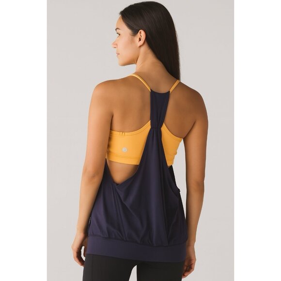 Lululemon No Limits Layered Tank Bra Navy Blue Orange 4 S - Picture 1 of 4